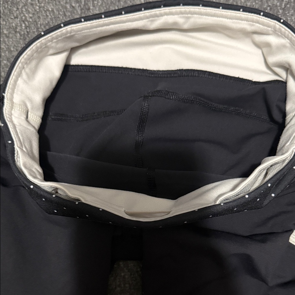 Lululemon Wunder Under Roll Down Crop Black Polka Dot Waistband White Stripe {4} - Picture 6 of 11